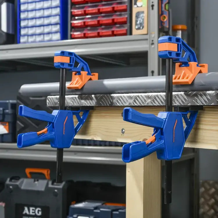 2-Piece F-Clamps Set | One-Hand Operation | Secure Grip for Clamping