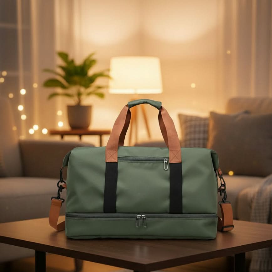 Travel Gym Bag with Shoe Compartment and Wet/Dry Separation