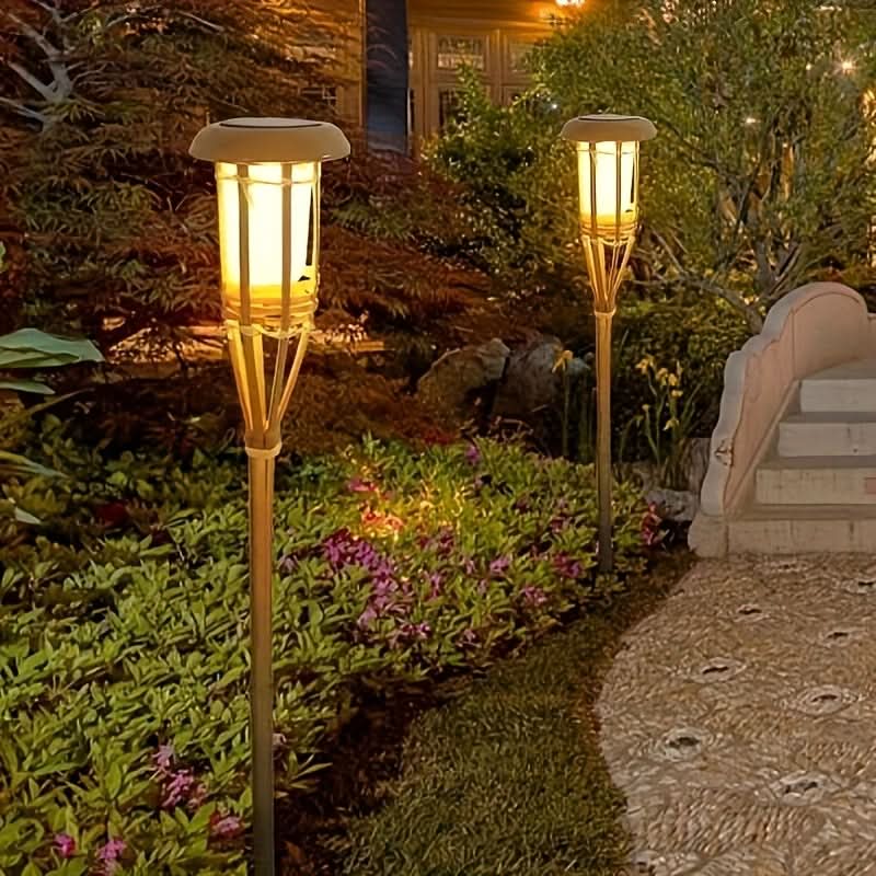 Solar LED Bamboo Lights with Flickering Flame Effect
