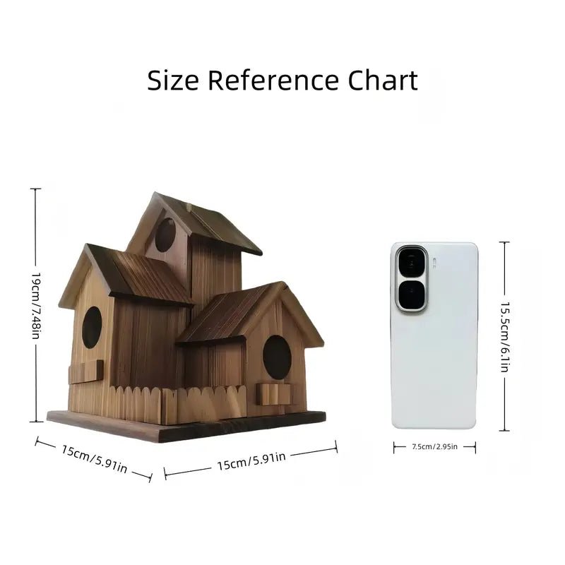 Charming Wooden Birdhouse with Spacious Nesting Compartments