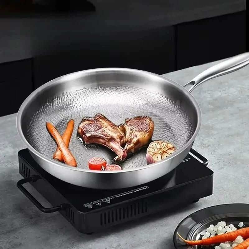 Non-Stick Frying Pan in Stainless Steel for Any Cooktop