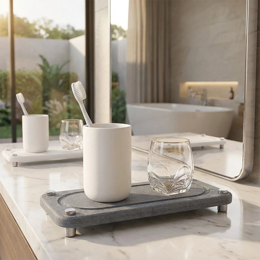 Quick-Dry Diatomite Tray with Sturdy Steel Legs – 28 x 11cm