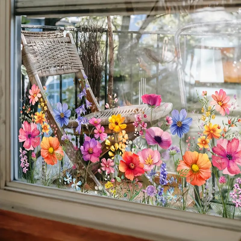Self-Adhesive Window Film with Floral Pattern