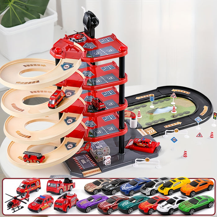 AdventureStation Multi-Level Firehouse Playset with Vehicles