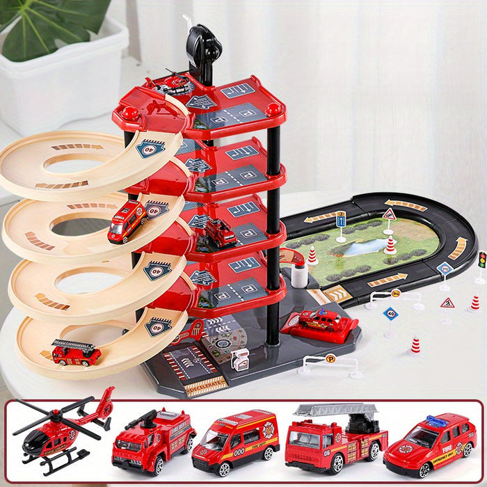 AdventureStation Multi-Level Firehouse Playset with Vehicles