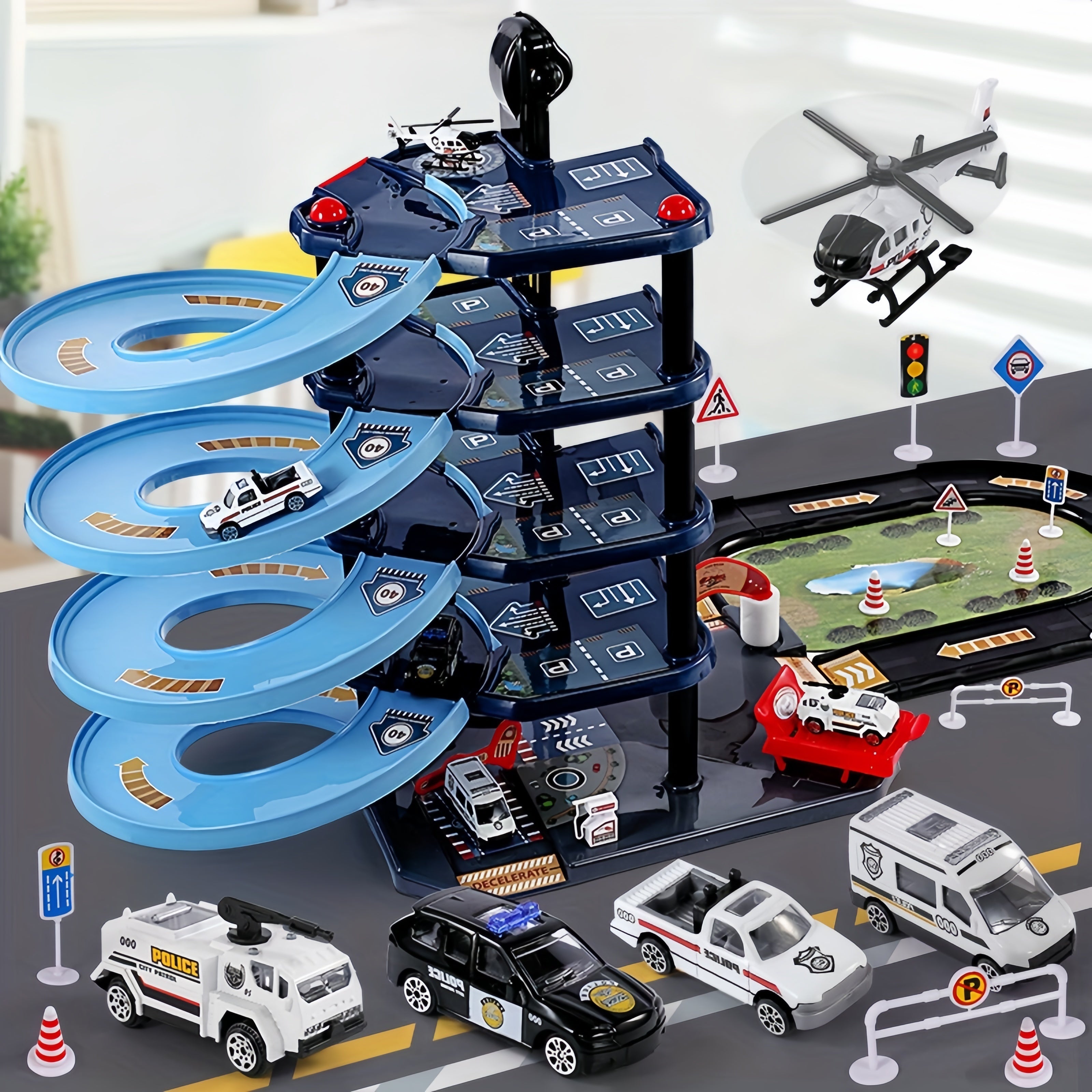 AdventureStation Multi-Level Firehouse Playset with Vehicles