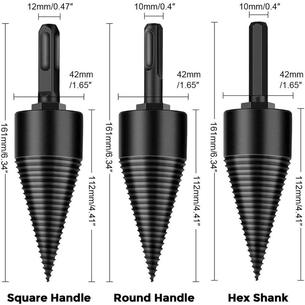 Efficient Wood Splitting Drill Bit with Universal Shank Set