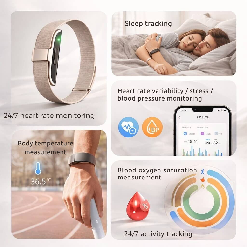 Fitness Tracker with Heart Rate, Blood Pressure, and Sleep Monitoring