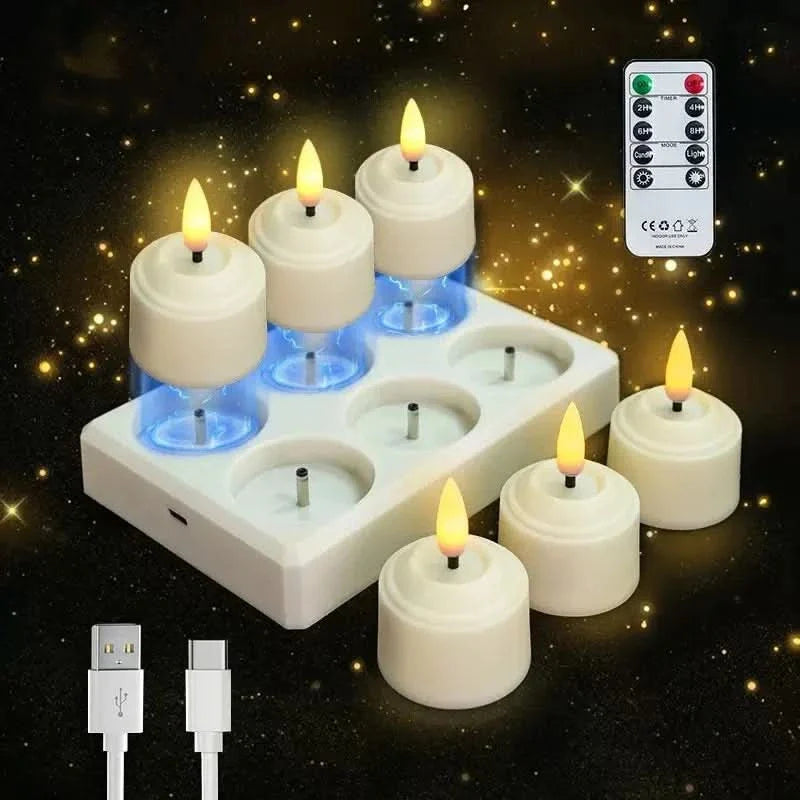 3D Flameless LED Tea Light Candles with Remote & Timer Control