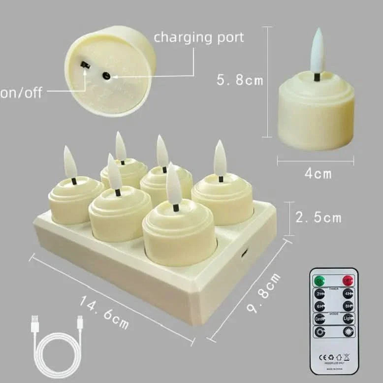 3D Flameless LED Tea Light Candles with Remote & Timer Control