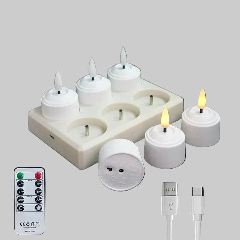 3D Flameless LED Tea Light Candles with Remote & Timer Control