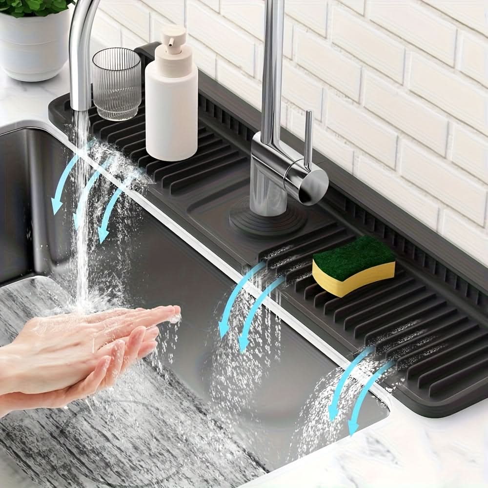 Cut-to-Fit Silicone Sink Protector - Flexible Mat with Quick Drain for Kitchen & Bathroom