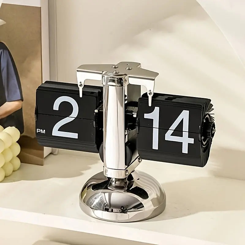 Contemporary Battery-Powered Flip Clock for Stylish Spaces