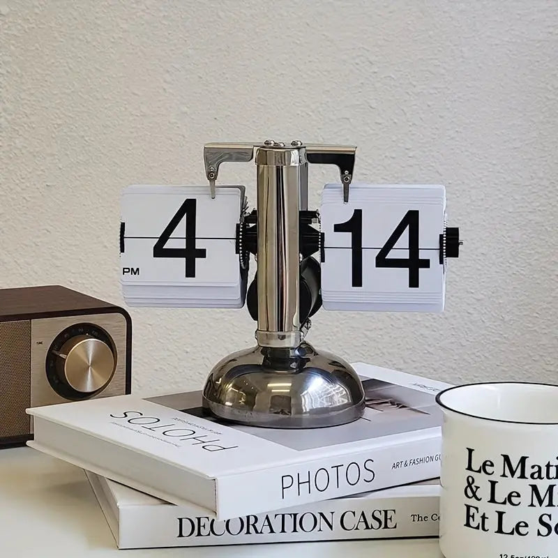 Contemporary Battery-Powered Flip Clock for Stylish Spaces