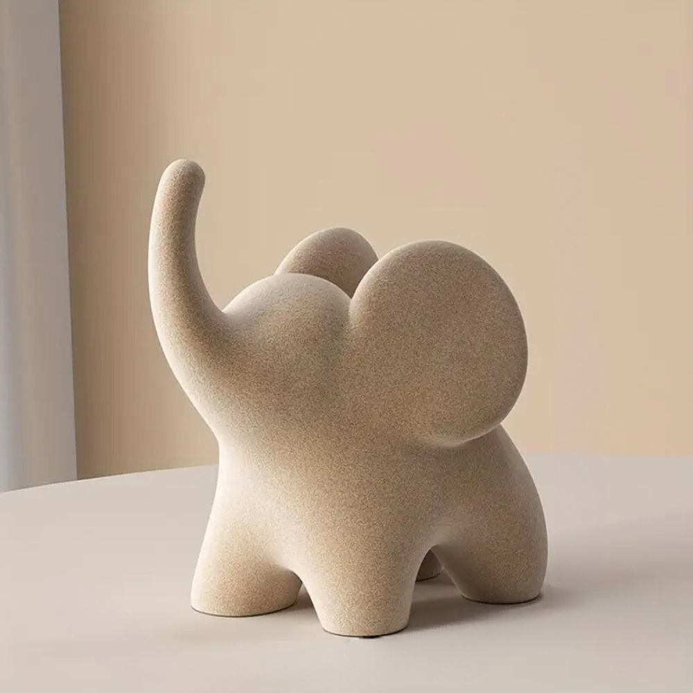 Charming Elephant Decorative Figurine - 9.5 cm Resin Art