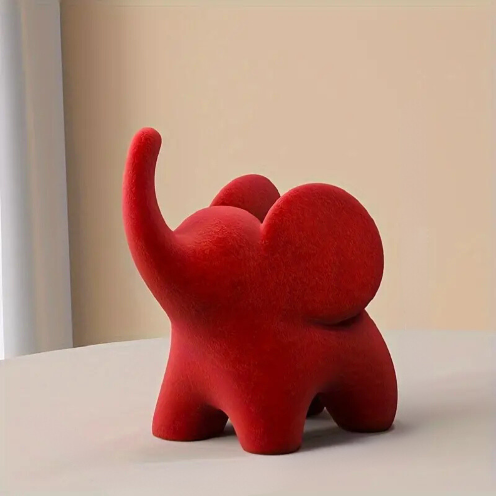 Charming Elephant Decorative Figurine - 9.5 cm Resin Art