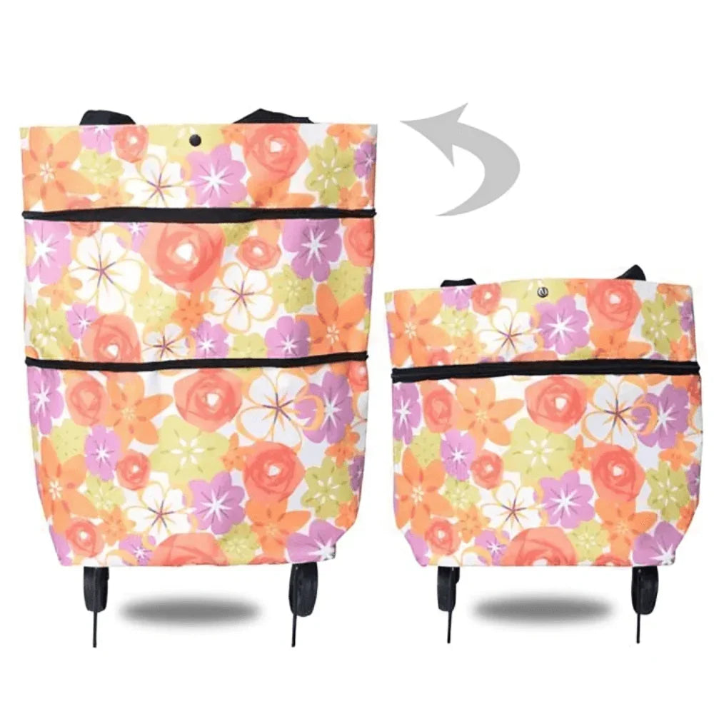 Compact Rolling Grocery Cart with Easy Storage Solution