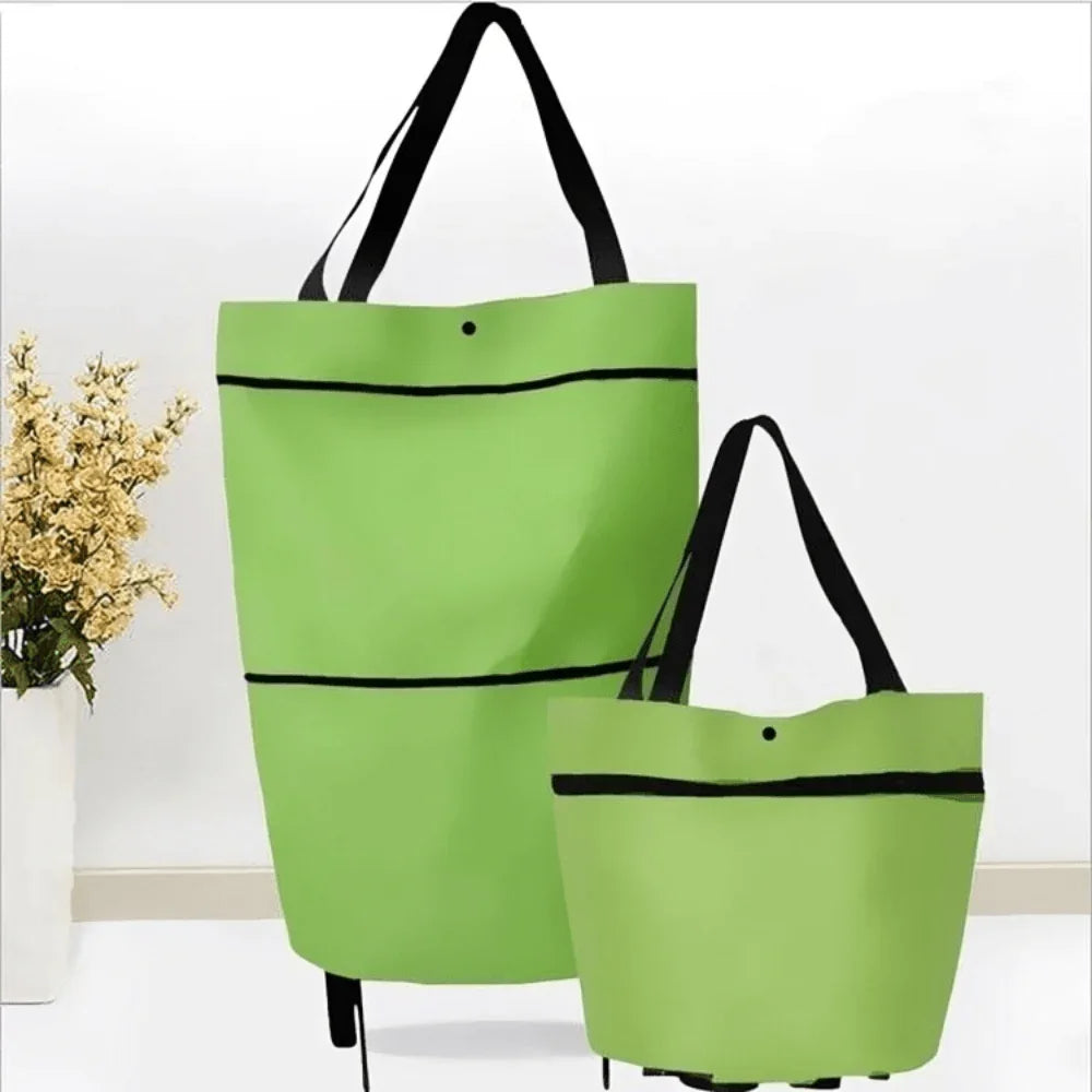 Compact Rolling Grocery Cart with Easy Storage Solution