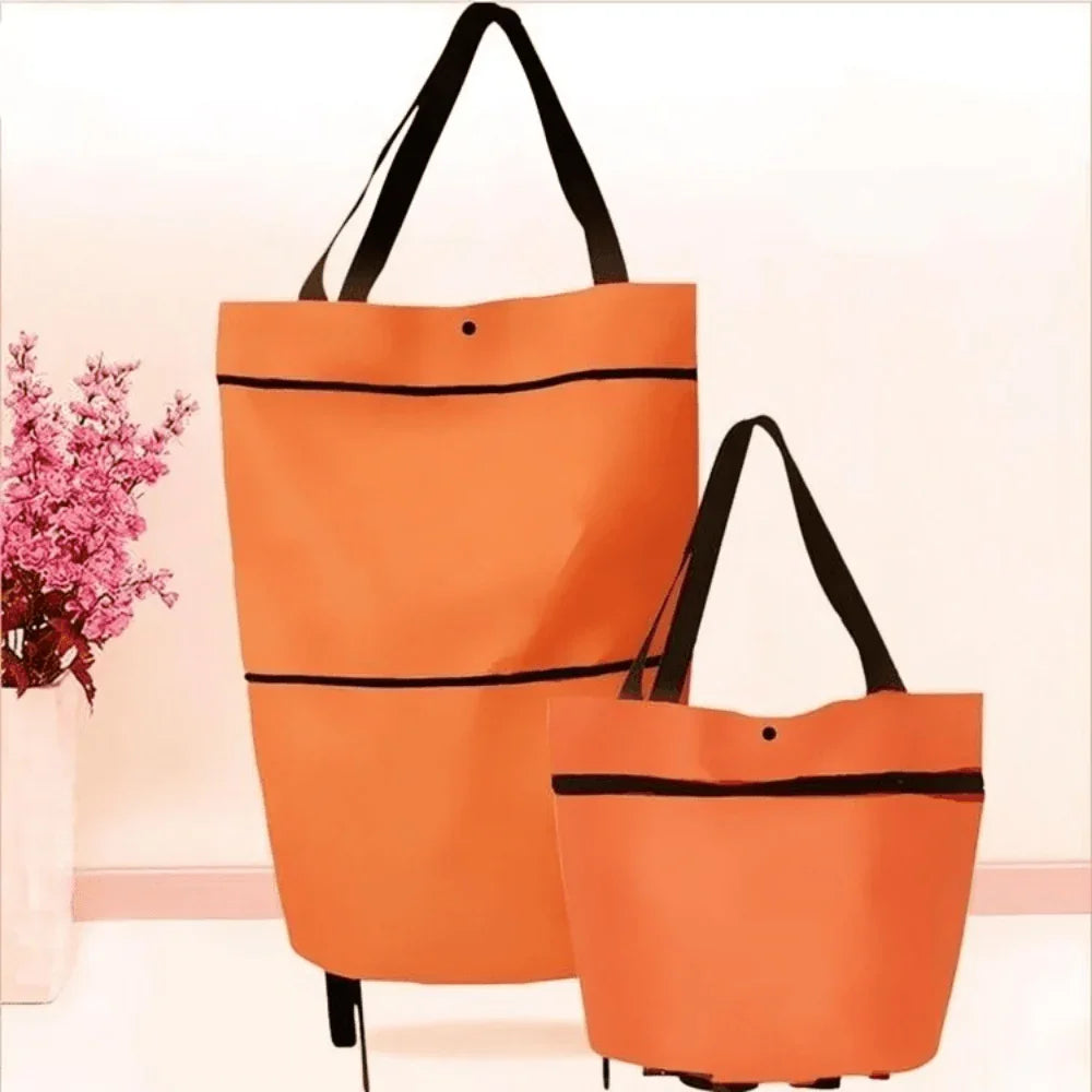Compact Rolling Grocery Cart with Easy Storage Solution