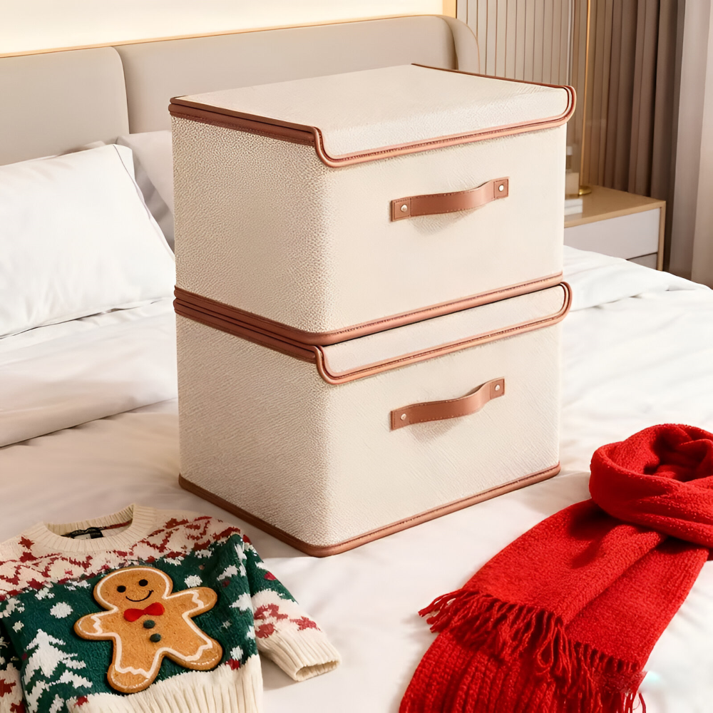 Chic Collapsible Storage Bin with Lid and Durable Handles
