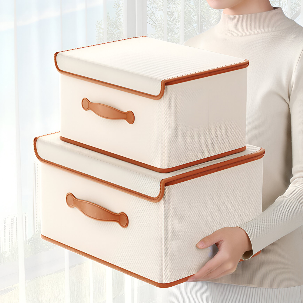 Chic Collapsible Storage Bin with Lid and Durable Handles