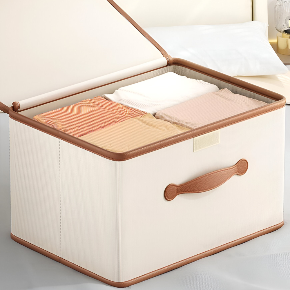 Chic Collapsible Storage Bin with Lid and Durable Handles