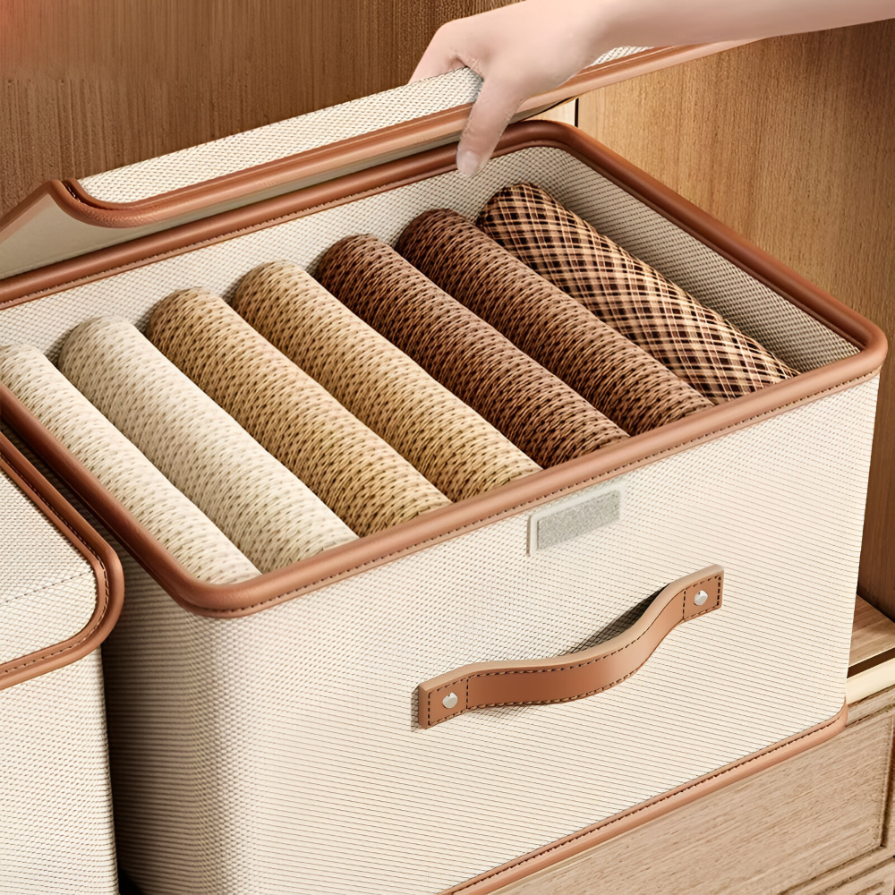 Chic Collapsible Storage Bin with Lid and Durable Handles