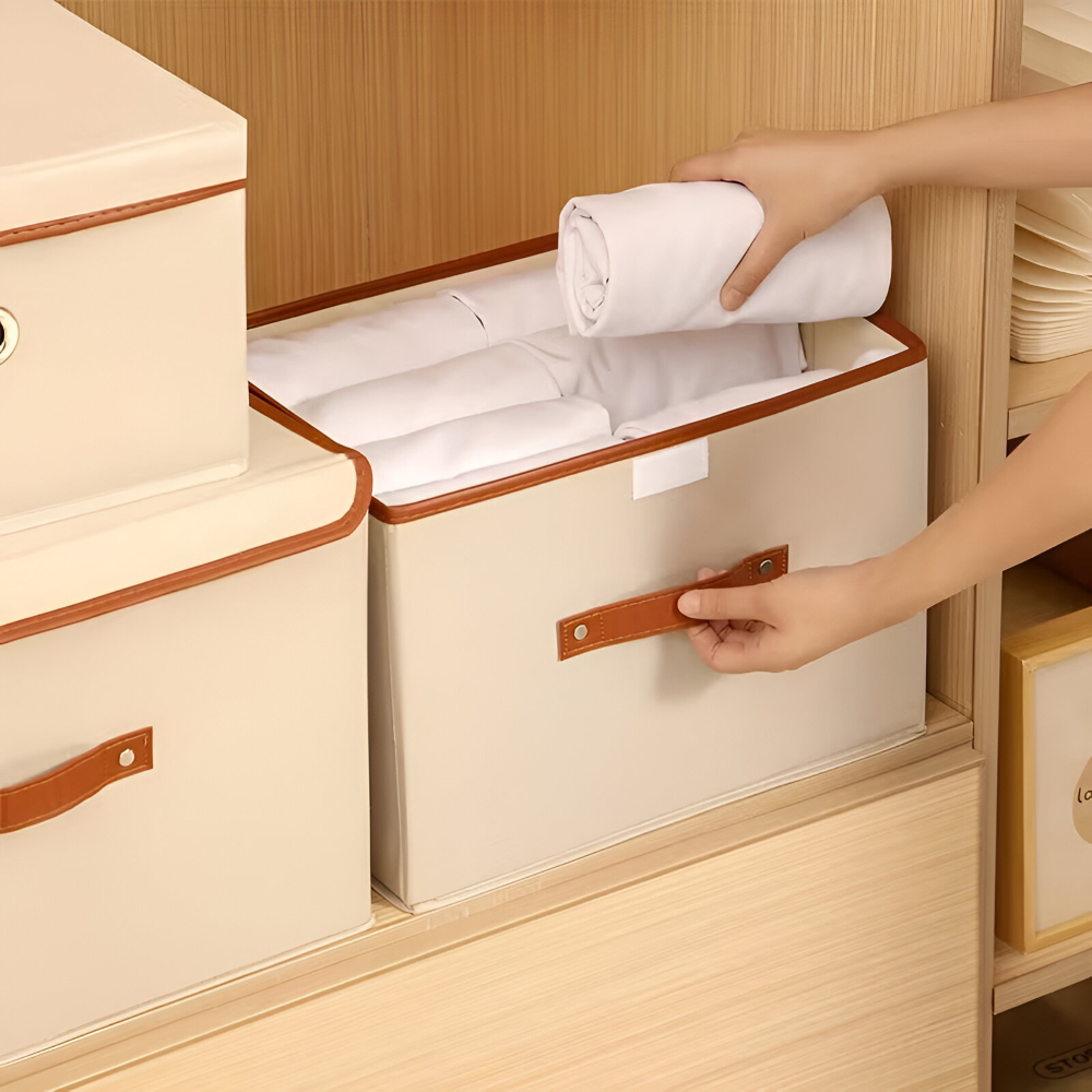 Chic Collapsible Storage Bin with Lid and Durable Handles