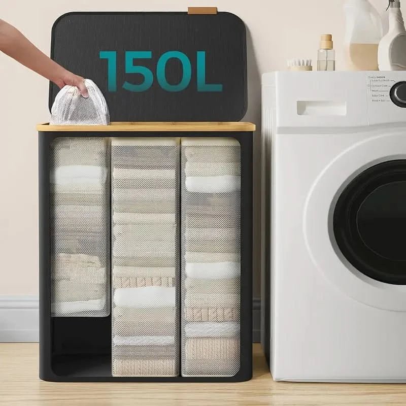 Collapsible Laundry Organizer with Triple Compartments