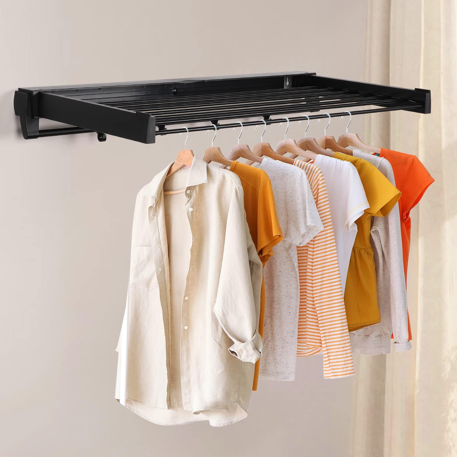 Compact Wall-Mounted Laundry Drying Rack for Efficient Space Use