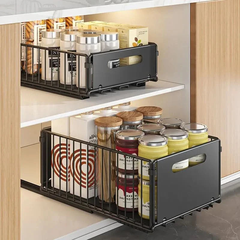 Pull-Out Basket Organizer for Kitchen Storage Solutions