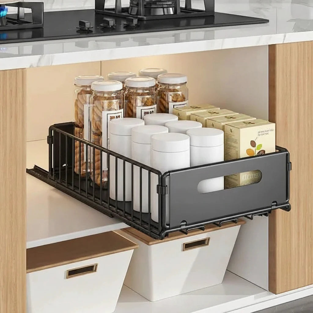 Pull-Out Basket Organizer for Kitchen Storage Solutions