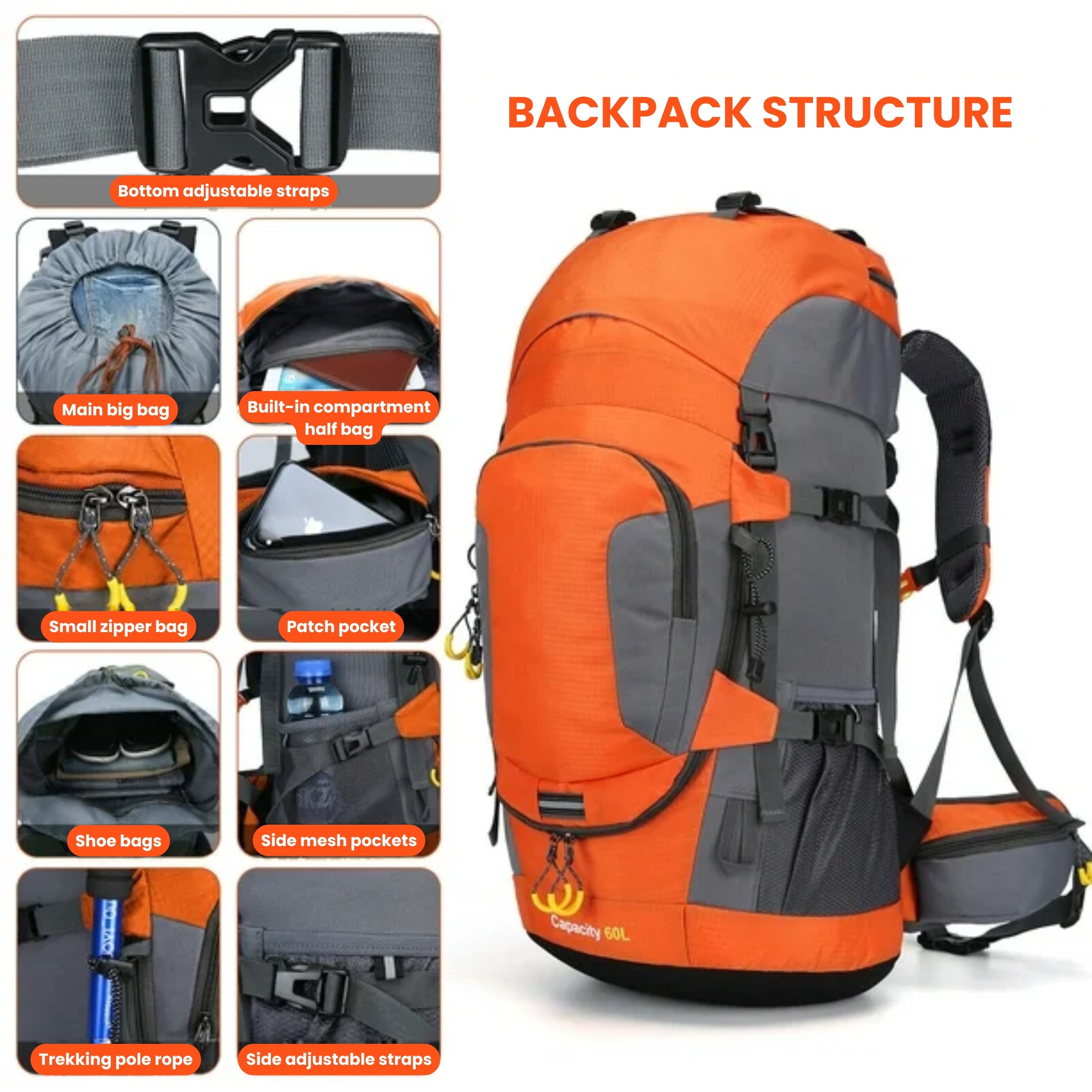 60L Adventure-Ready Waterproof Backpack for Outdoor Enthusiasts