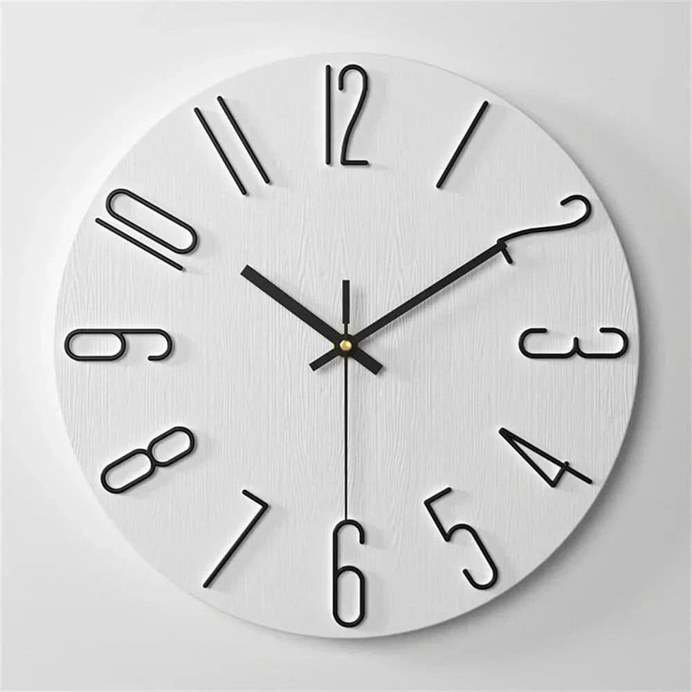 Modern Frameless Wall Clock with 3D Numbers and Silent Quartz Movement