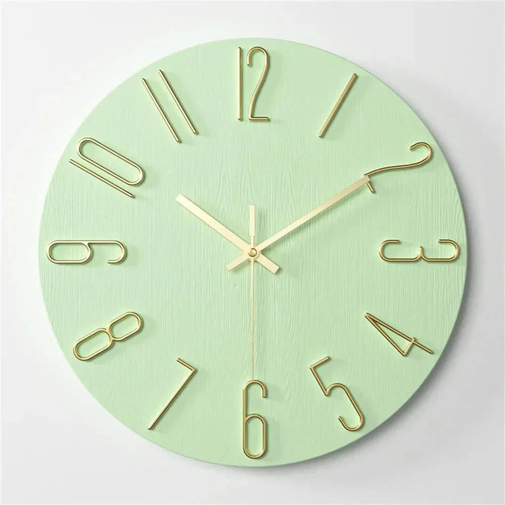 Modern Frameless Wall Clock with 3D Numbers and Silent Quartz Movement