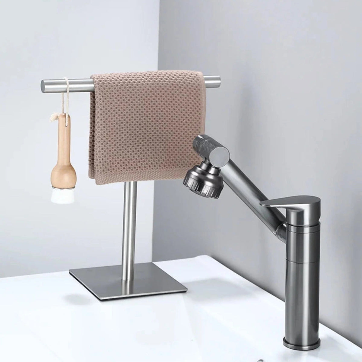 Stylish Freestanding Towel Holder with Durable Metal Frame