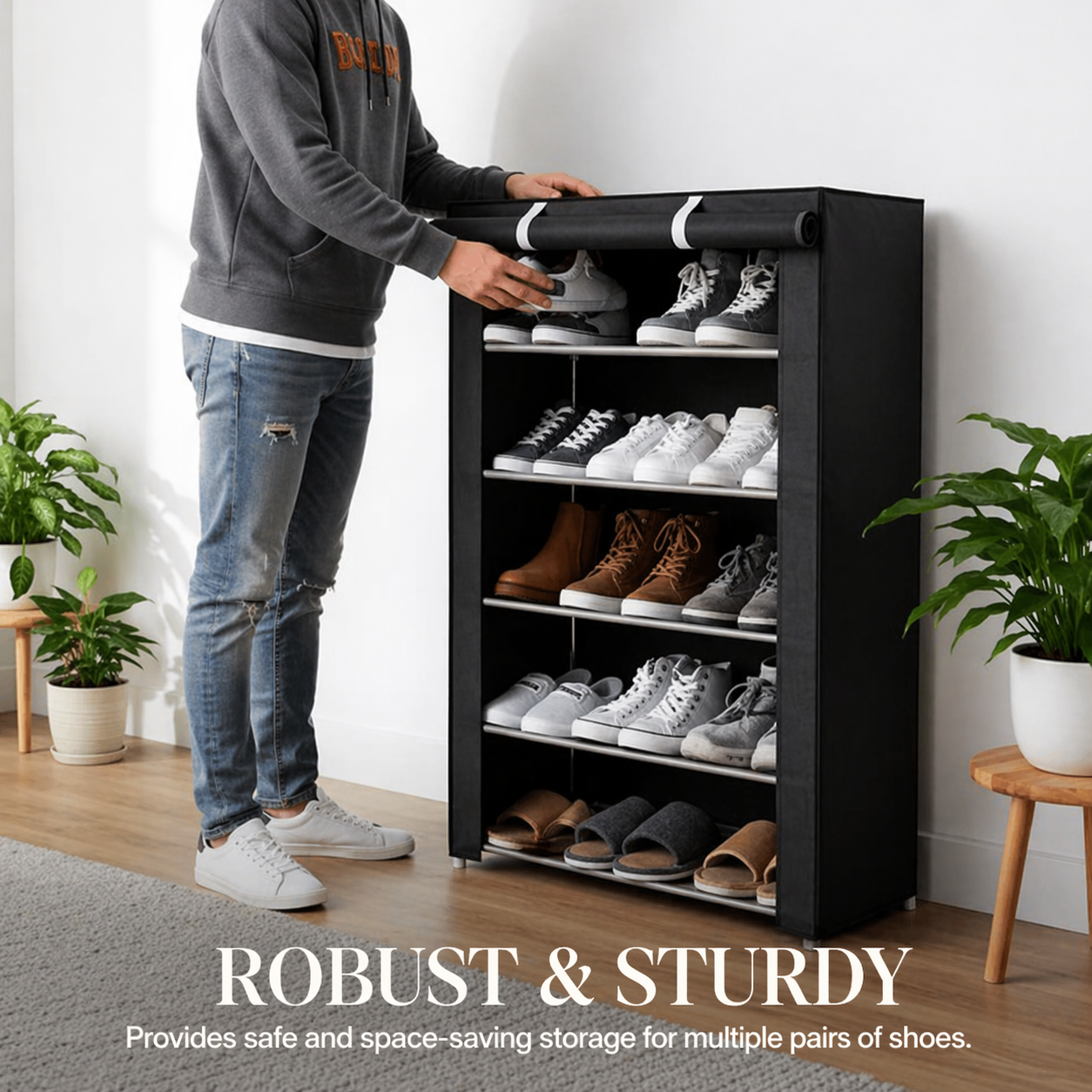 Free-standing Shoe Cabinet | Tool-free Assembly | Space-saving Design