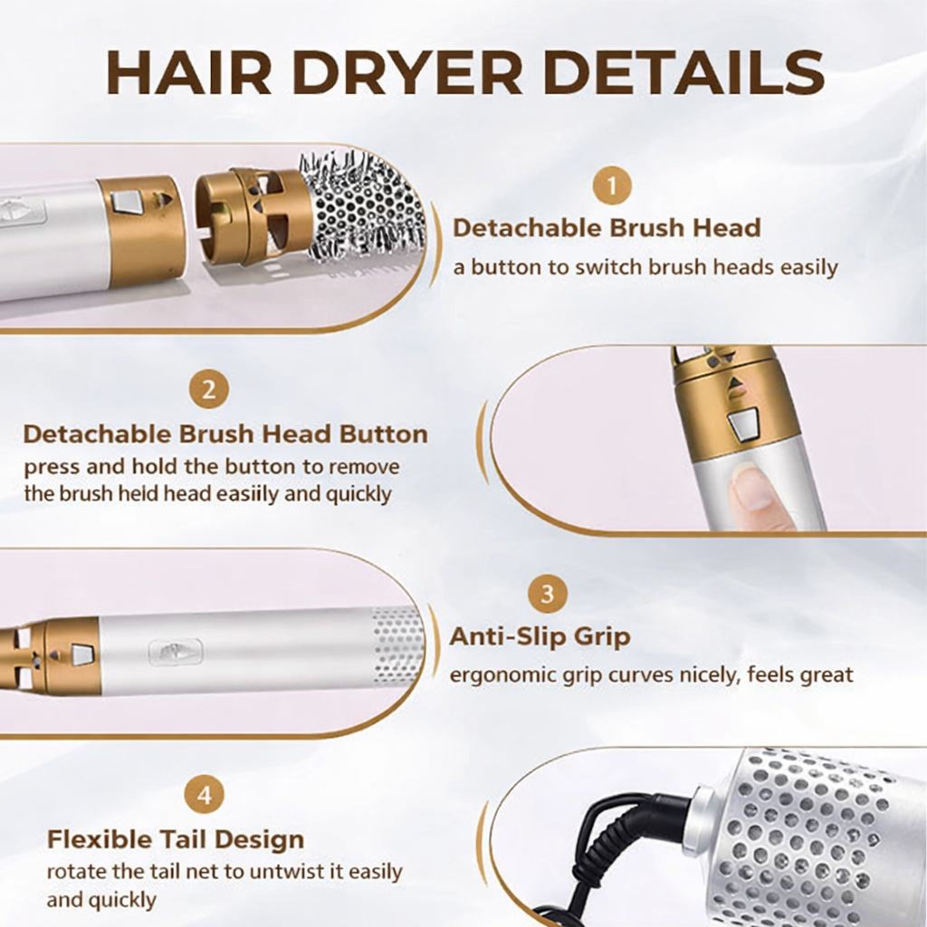 Multi Hair Styler with Attachments for Curling and Smoothing