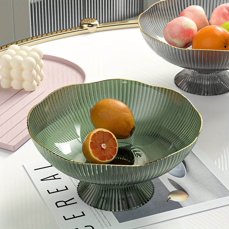 Elegant Round Fruit Serving Bowl with Gold Trim - 25 cm