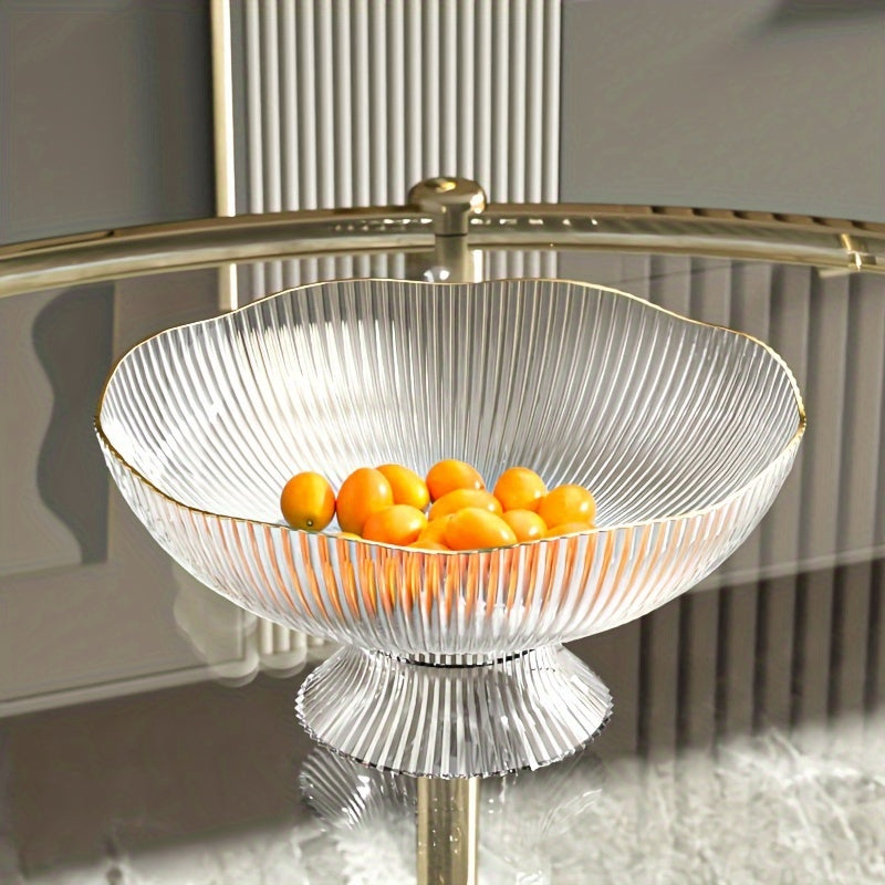 Elegant Round Fruit Serving Bowl with Gold Trim - 25 cm