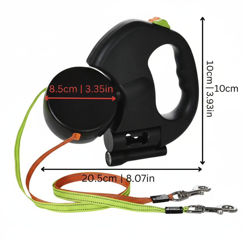 Twilight Duo Leash – Tangle-Free Dual Dog Leash with LED Light