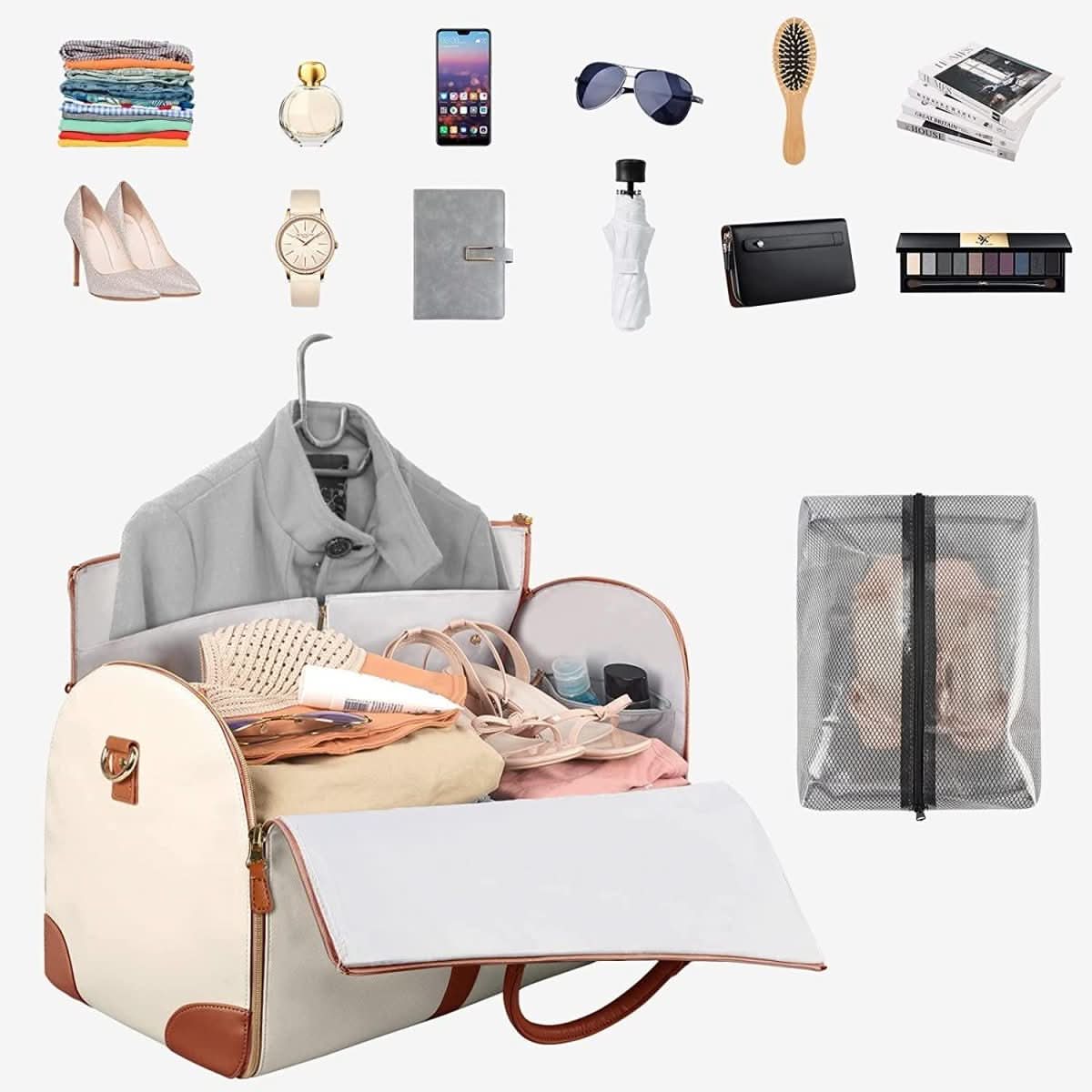 Foldable Garment Bag in PU Leather for Elegant Travel