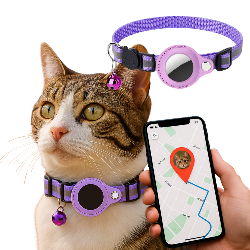 Adjustable GPS Cat Collar with Reflective Safety Closure