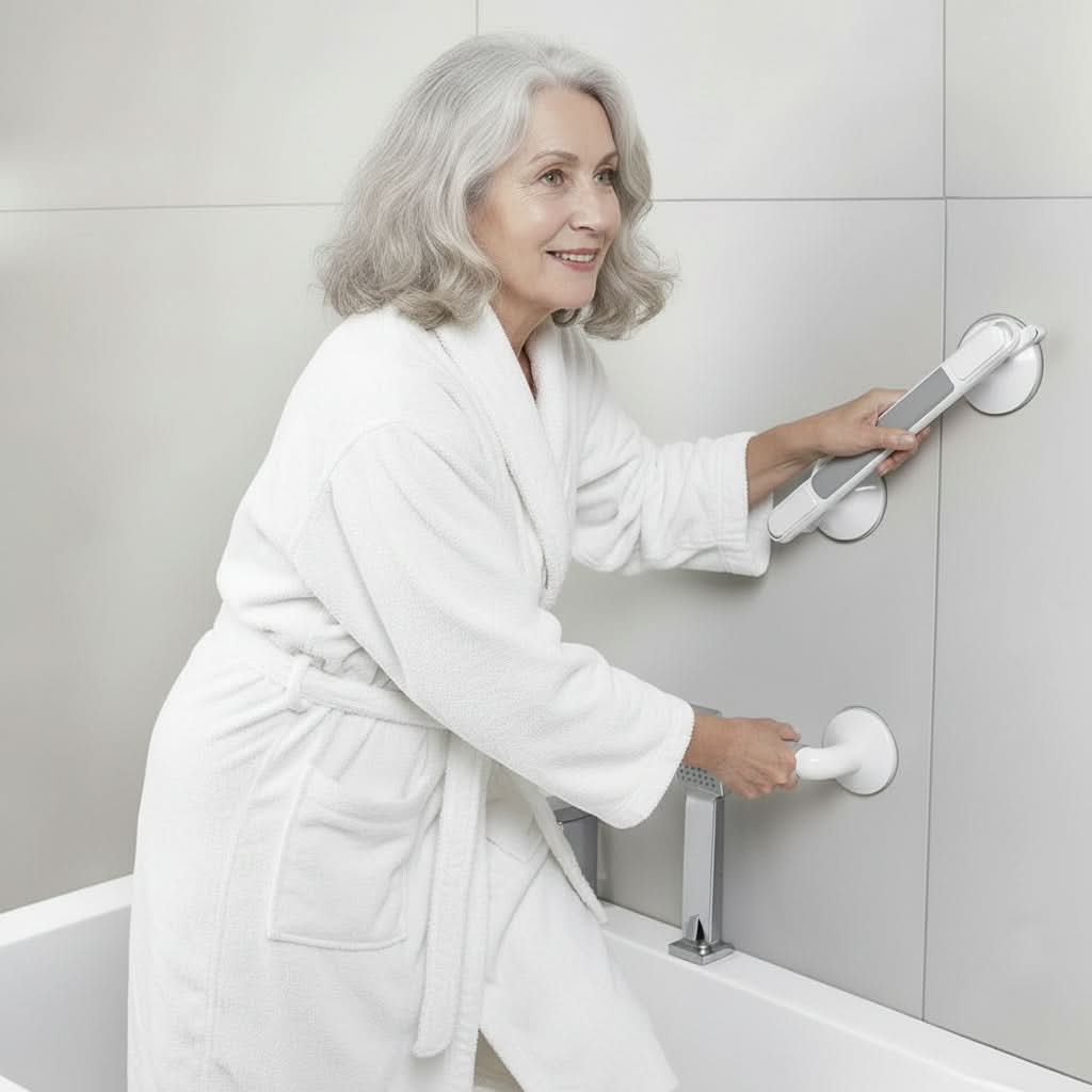 Tool-Free Shower Grab Bar for Improved Safety and Support