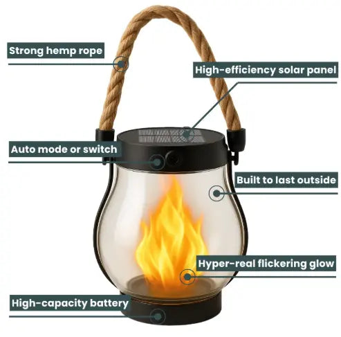 Solar Torch | Weatherproof | Automatic at Dusk | Garden Lantern