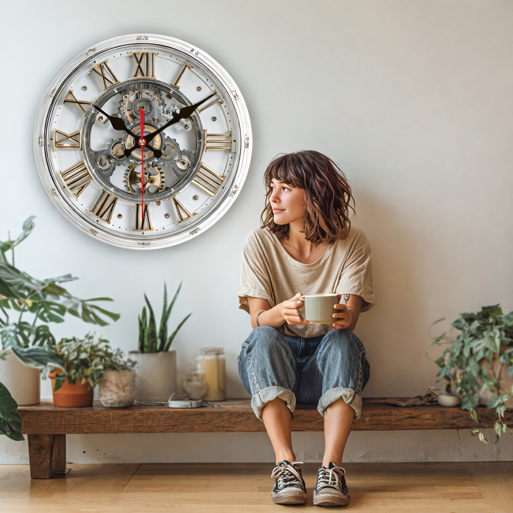Retro 2D Wall Clock with Roman Numerals - Mechanical Design