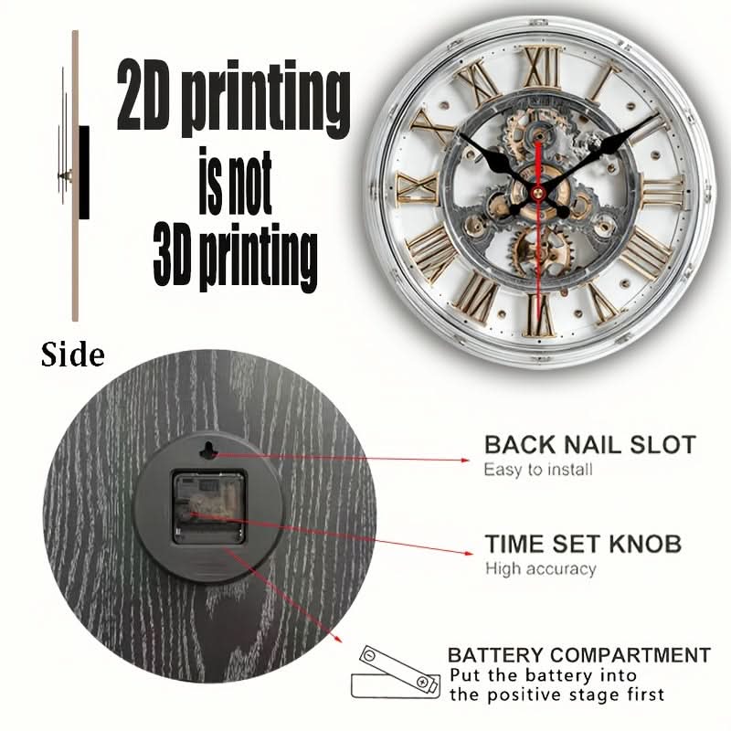 Retro 2D Wall Clock with Roman Numerals - Mechanical Design