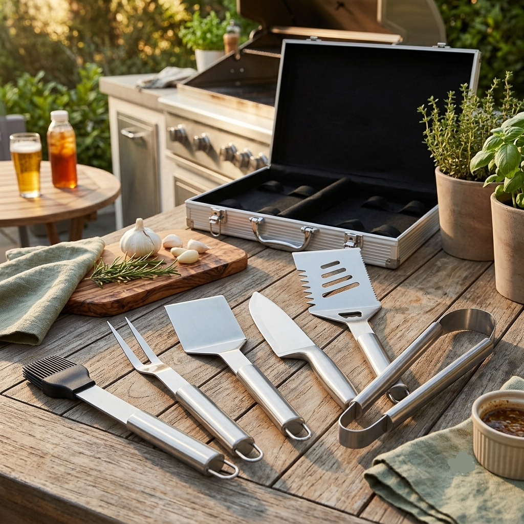 Stainless Steel BBQ Tools Set with Carrying Case