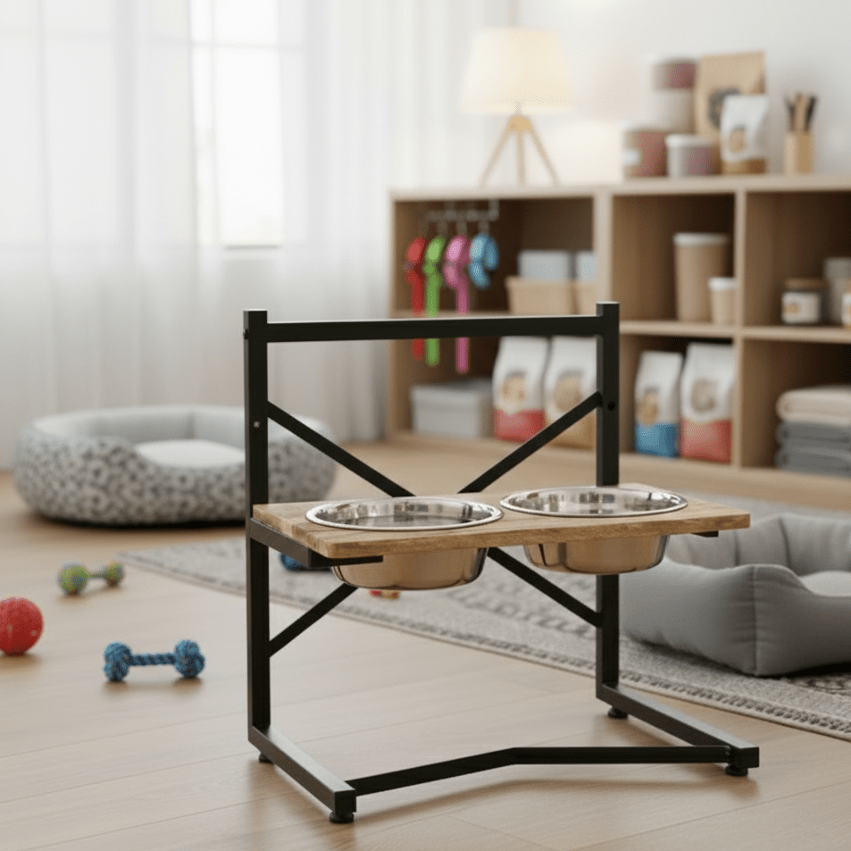 Elevated Dining Station for Dogs with Premium Steel Bowls