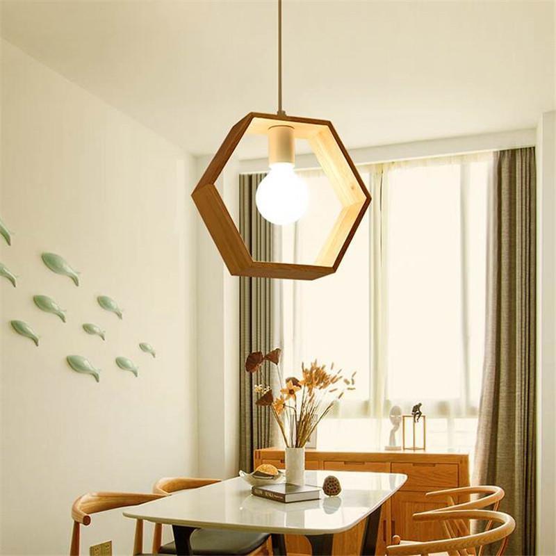 Stylish Geometric Wooden Pendant Light for Indoor Spaces